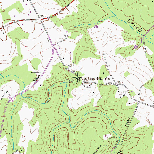 Topographic Map of Carters Hill School (historical), GA