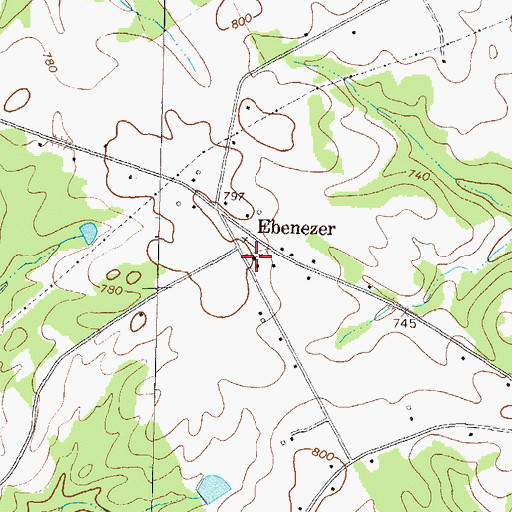 Topographic Map of Ebenezer Church, GA