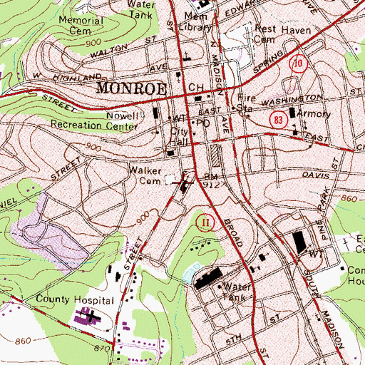 Topographic Map of First Methodist Church, GA