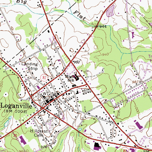 Topographic Map of Loganville Elementary School, GA