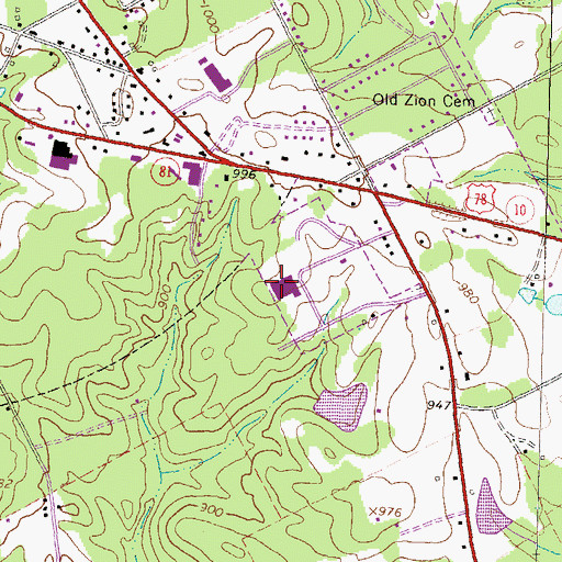Topographic Map of Loganville Middle School, GA