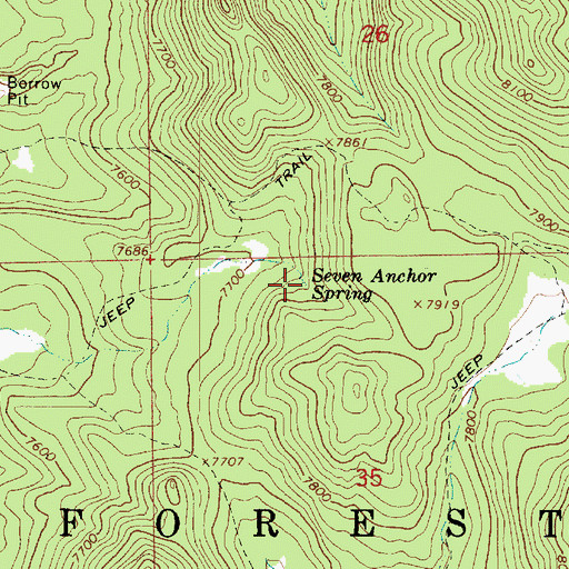 Topographic Map of Seven Anchor Spring, AZ