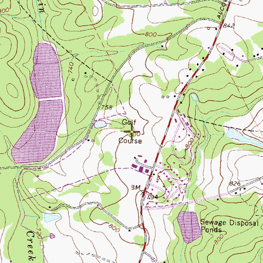 Topographic Map of Monroe Golf and Country Club, GA