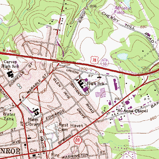 Topographic Map of Walton County Alternative Education and Walton Learning Center, GA