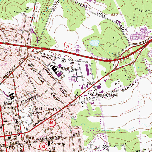 Topographic Map of Blaine Street Elementary School, GA