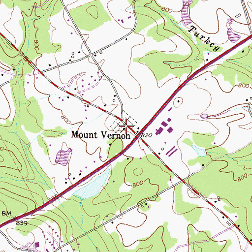 Topographic Map of Mount Vernon Church, GA