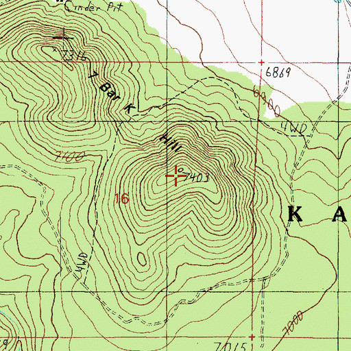 Topographic Map of Seven Bar K Hill, AZ