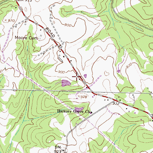 Topographic Map of Parker Cemetery, GA