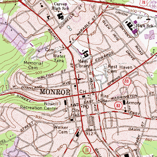 Topographic Map of Saint Albans Episcopal Church, GA