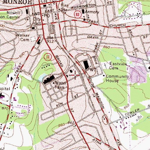 Topographic Map of Saint Stephens Methodist Church (historical), GA