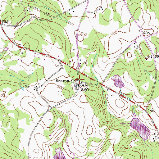 Topographic Map of Sharon School (historical), GA