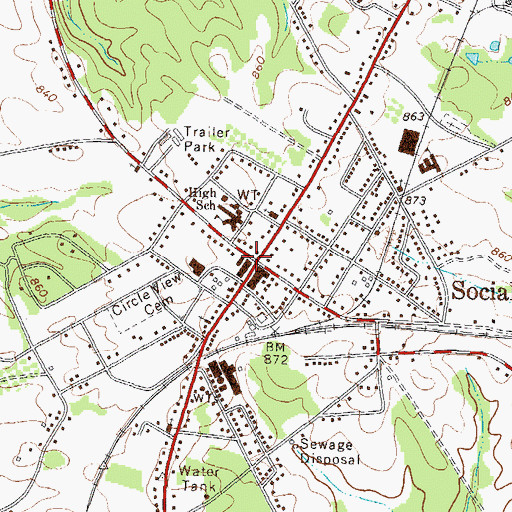 Topographic Map of Social Circle Historic District, GA