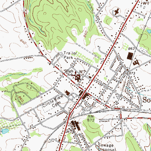 Topographic Map of Social Circle Elementary School, GA