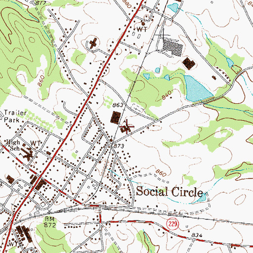 Topographic Map of Social Circle Training School (historical), GA