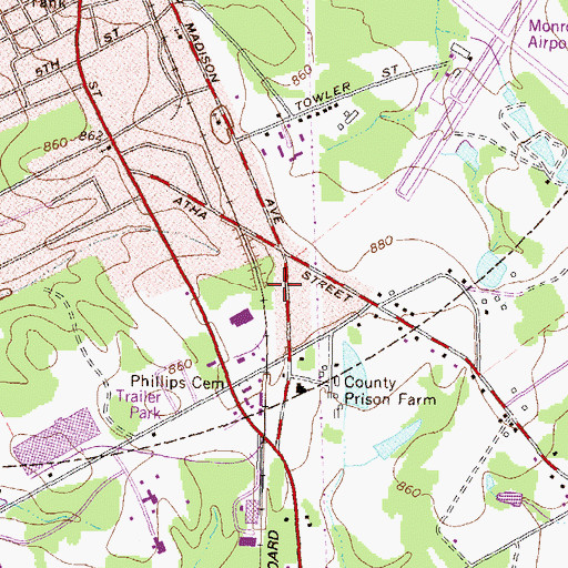 Topographic Map of South Madison Avenue-Pannell Road Historic District, GA