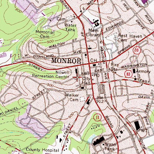 Topographic Map of Tabernacle Baptist Church, GA