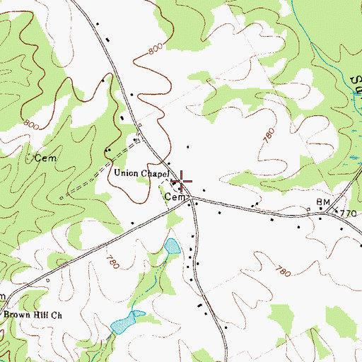 Topographic Map of Union Chapel School (historical), GA