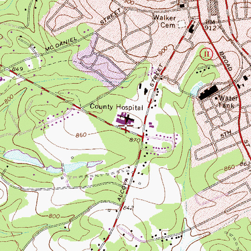 Topographic Map of Walton Medical Center, GA