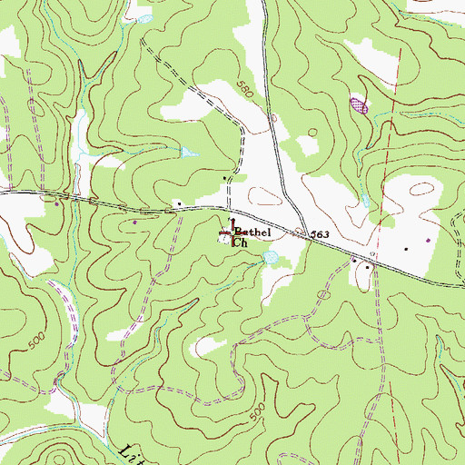 Topographic Map of Bethel Cemetery, GA