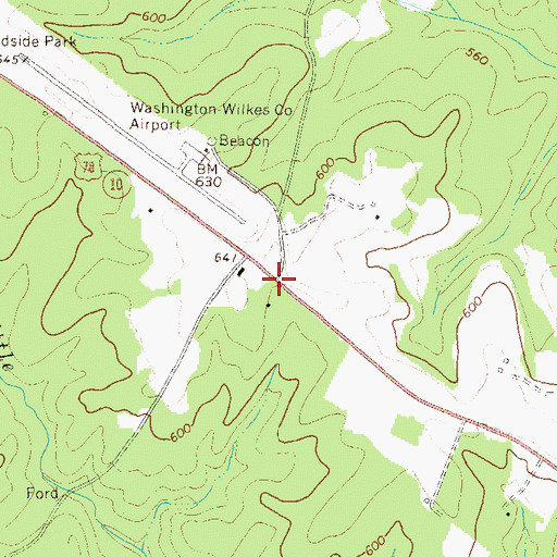 Topographic Map of Brickhouse, GA