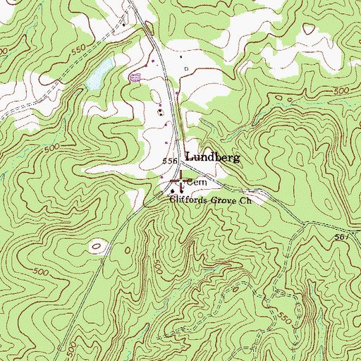 Topographic Map of Cliffords Grove Cemetery, GA