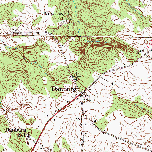 Topographic Map of Danburg Cemetery, GA