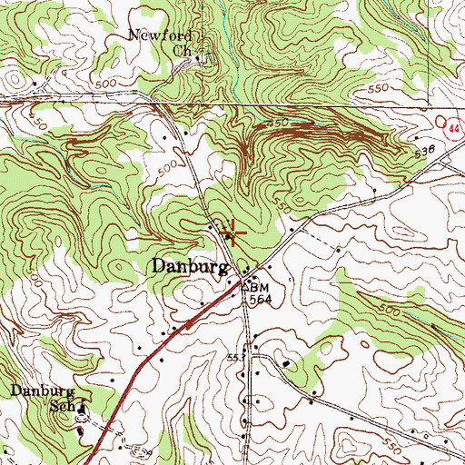 Topographic Map of Danburg Church, GA