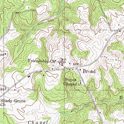 Topographic Map of Friendship Cemetery, GA