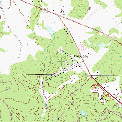 Topographic Map of Jackson Heights, GA