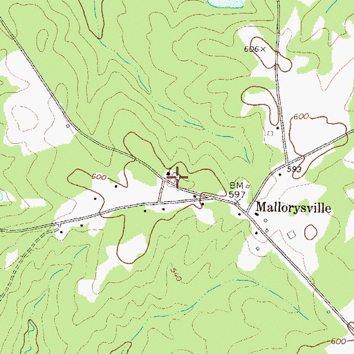 Topographic Map of Mallorysville Cemetery, GA