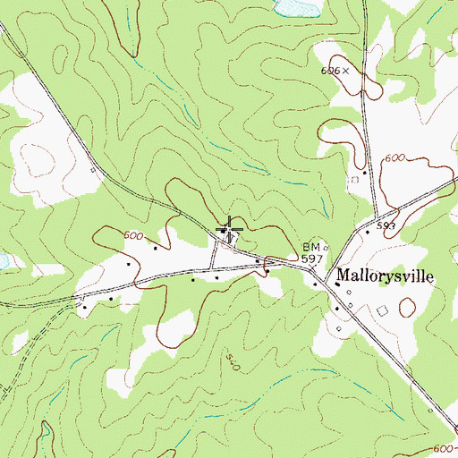 Topographic Map of Mallorysville Church, GA