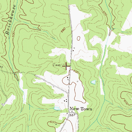 Topographic Map of New Town Church, GA