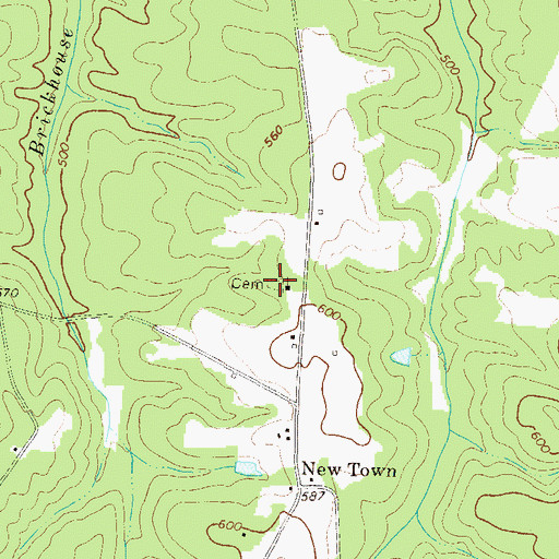 Topographic Map of Newtown Cemetery, GA