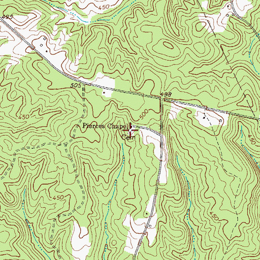 Topographic Map of Pierces Chapel Cemetery, GA
