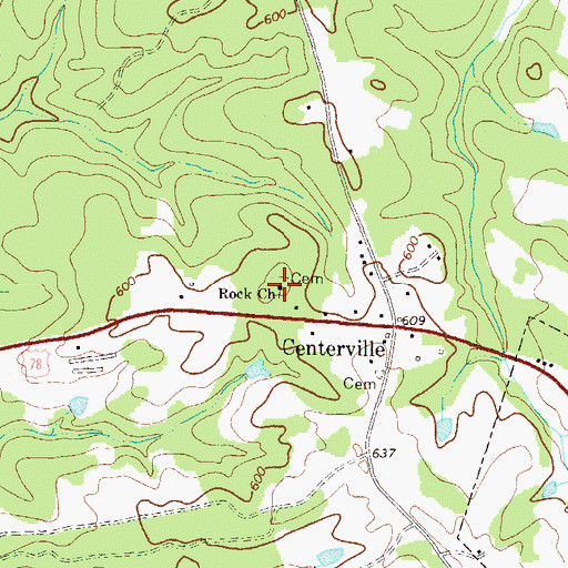 Topographic Map of Rock Cemetery, GA
