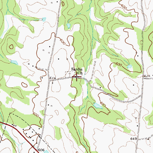 Topographic Map of Sardis Church, GA