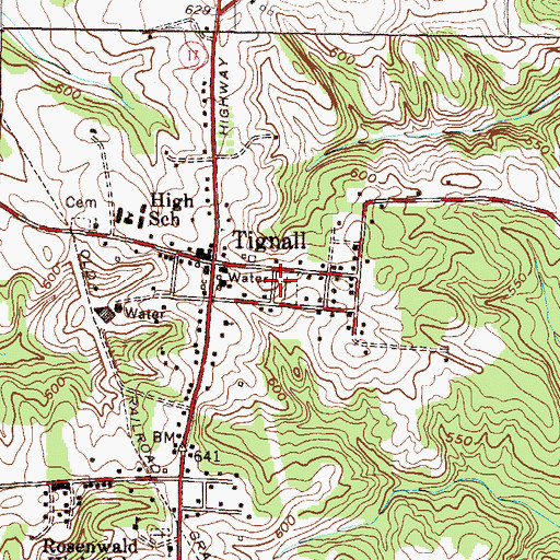 Topographic Map of Tignall Cemetery, GA
