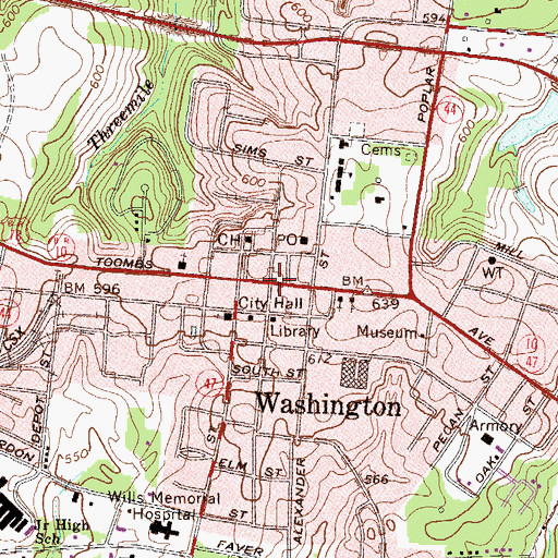 Topographic Map of Washington Academy (historical), GA