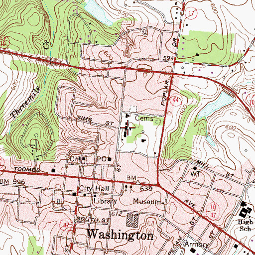Topographic Map of Washington Public School (historical), GA