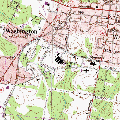 Topographic Map of Washington - Wilkes Middle School, GA