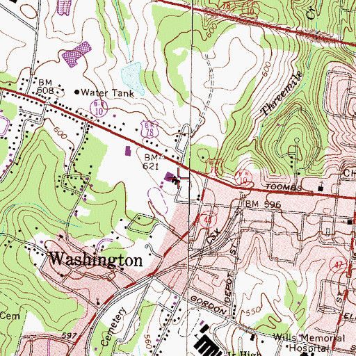 Topographic Map of Wilkes Academy, GA