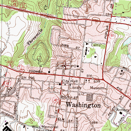 Topographic Map of Wilkes County Courthouse, GA