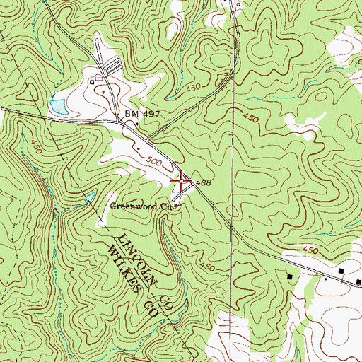 Topographic Map of Greenwood Cemetery, GA