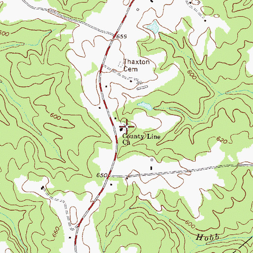 Topographic Map of County Line Cemetery, GA