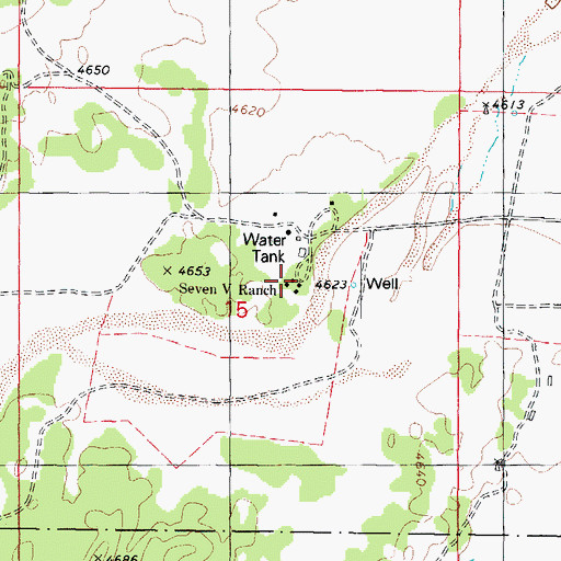 Topographic Map of Seven V Ranch, AZ