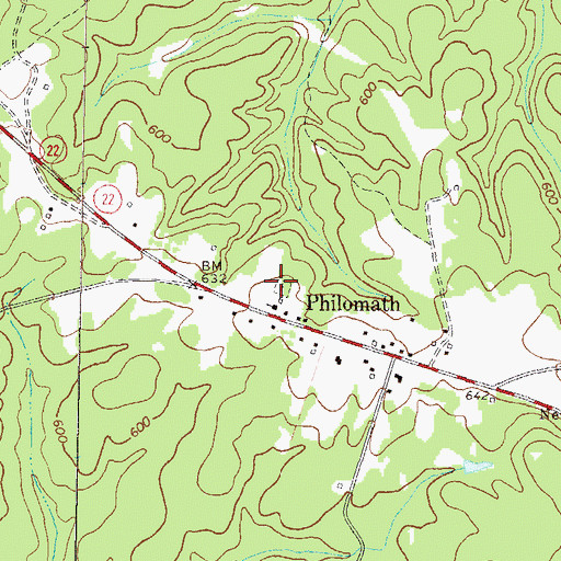 Topographic Map of Philomath Cemetery, GA