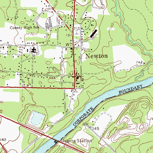 Topographic Map of Baker County Courthouse, GA