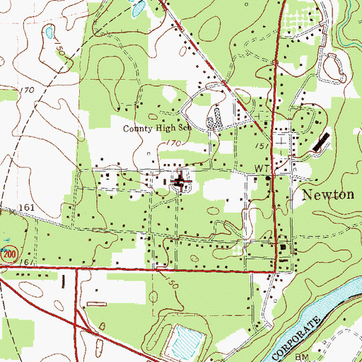 Topographic Map of Baker County Elementary School, GA