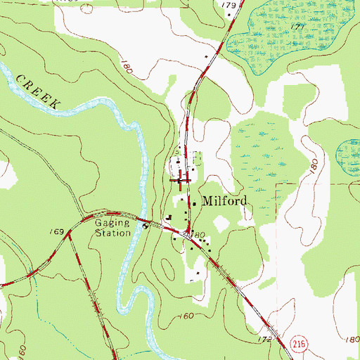 Topographic Map of Milford Baptist Church, GA