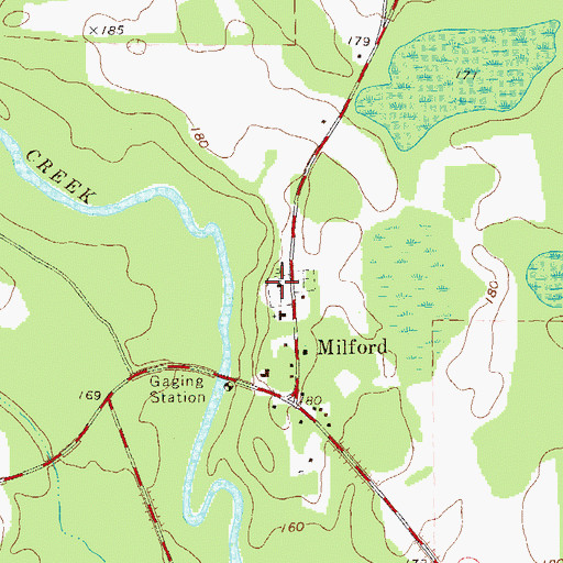 Topographic Map of Milford Church, GA
